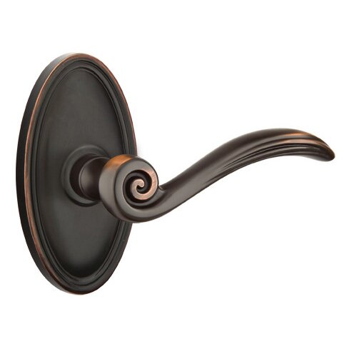 Emtek Passage Right Handed Elan Lever With Oval Rose in Oil Rubbed Bronze