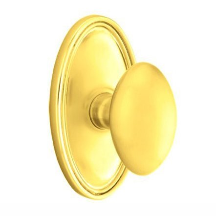 Emtek Passage Egg Door Knob With Oval Rose in Unlacquered Brass