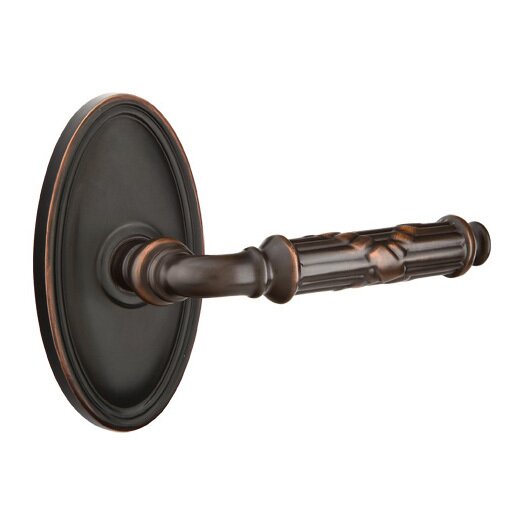 Emtek Passage Right Handed Ribbon & Reed Lever With Oval Rose in Oil Rubbed Bronze