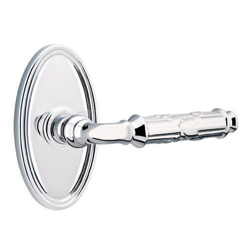 Emtek Passage Right Handed Ribbon & Reed Lever With Oval Rose in Polished Chrome