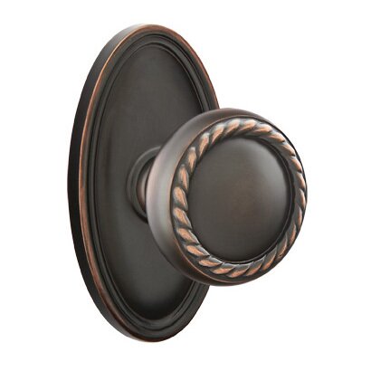 Emtek Passage Rope Knob With Oval Rose in Oil Rubbed Bronze