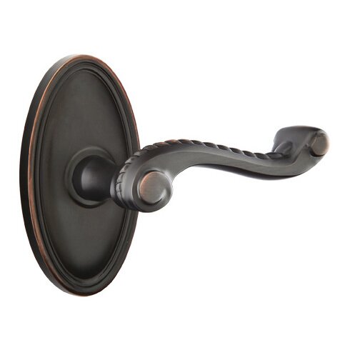 Emtek Passage Right Handed Rope Lever With Oval Rose in Oil Rubbed Bronze