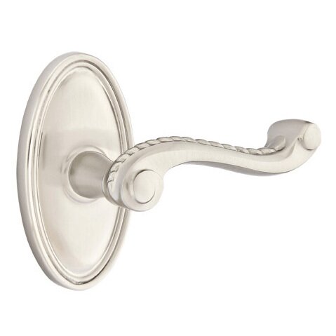 Emtek Passage Right Handed Rope Lever With Oval Rose in Satin Nickel