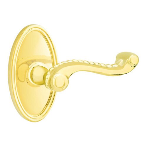 Emtek Passage Right Handed Rope Lever With Oval Rose in Polished Brass