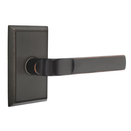 Emtek Passage Aston Right Handed Lever and Rectangular Rose in Oil Rubbed Bronze with Concealed Screws