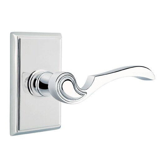 Emtek Passage Right Handed Coventry Lever With Rectangular Rose in Polished Chrome