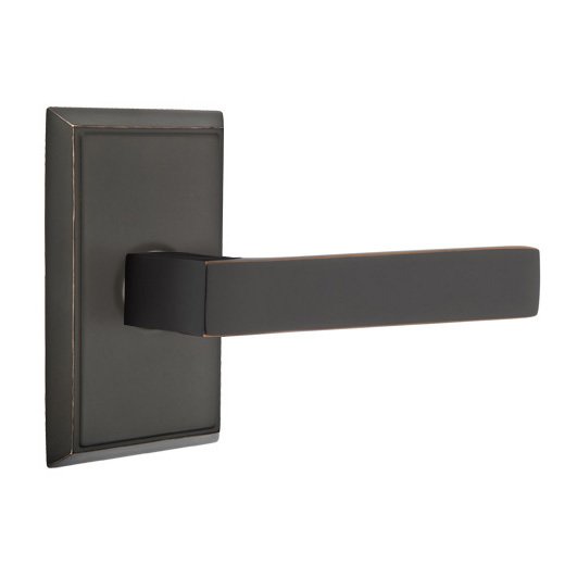 Emtek Passage Dumont Right Handed Lever and Rectangular Rose in Oil Rubbed Bronze with Concealed Screws