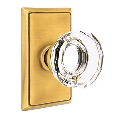 Emtek Lowell Passage Door Knob and Rectangular Rose with Concealed Screws in French Antique Brass