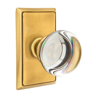 Emtek Providence Passage Door Knob and Rectangular Rose with Concealed Screws in French Antique Brass