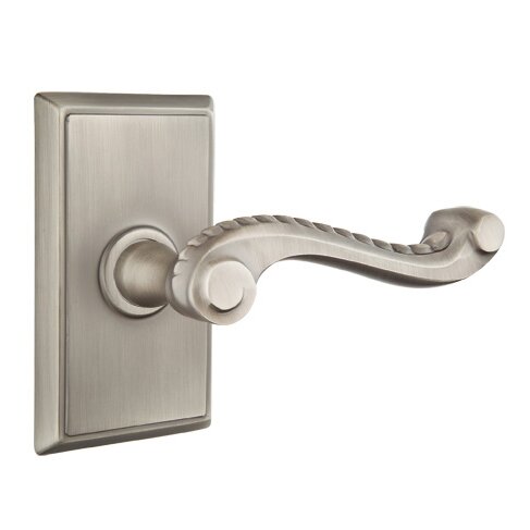 Emtek Passage Right Handed Rope Lever With Rectangular Rose in Pewter
