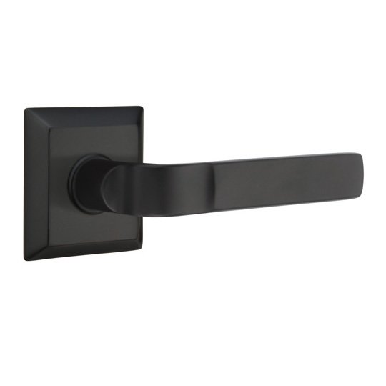 Emtek Passage Aston Right Handed Lever and Quincy Rose in Flat Black With Concealed Screws