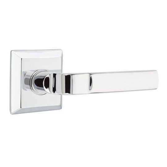 Emtek Passage Aston Right Handed Lever and Quincy Rose in Polished Chrome With Concealed Screws