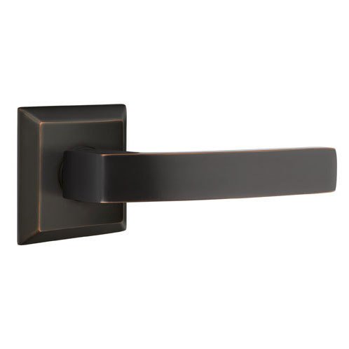 Emtek Passage Breslin Right Handed Lever with Quincy Rose in Oil Rubbed Bronze
