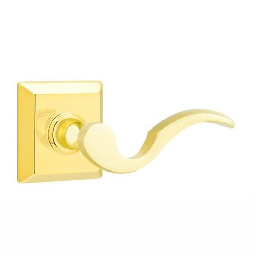 Emtek Passage Right Handed Cortina Door Lever With Quincy Rose in Polished Brass