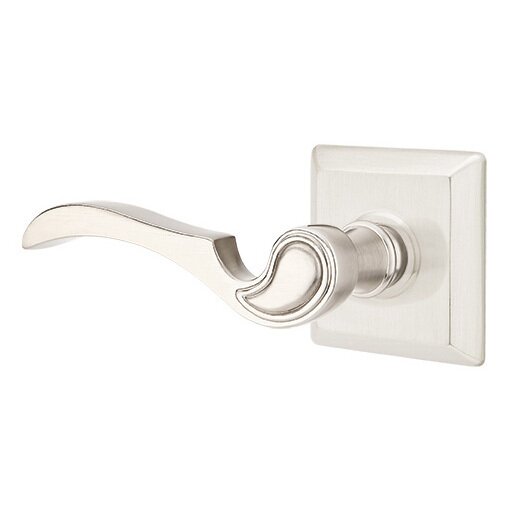 Emtek Passage Left Handed Coventry Lever With Quincy Rose in Satin Nickel