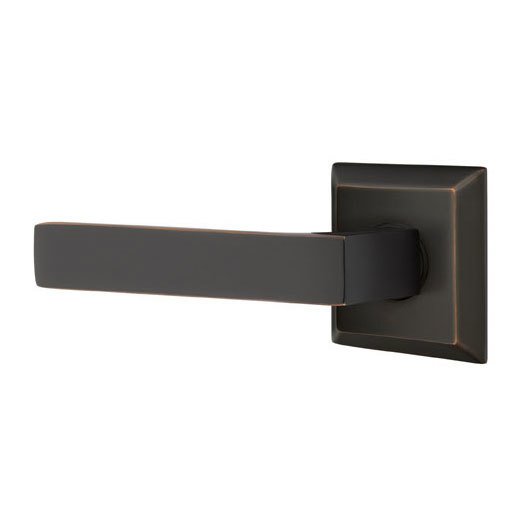 Emtek Passage Dumont Left Handed Lever and Quincy Rose in Oil Rubbed Bronze with Concealed Screws