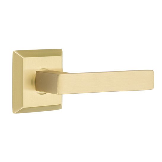 Emtek Passage Dumont Right Handed Lever with Quincy Rose in Satin Brass