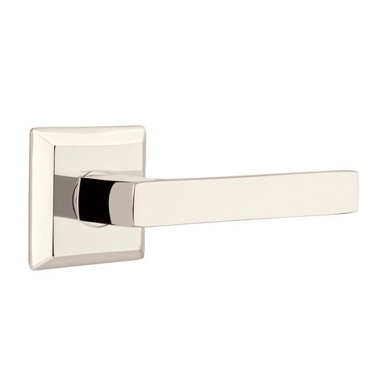 Emtek Passage Dumont Right Handed Lever with Quincy Rose and Concealed Screws in Polished Nickel