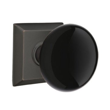 Emtek Passage Ebony Knob And Quincy Rosette With Concealed Screws in Oil Rubbed Bronze