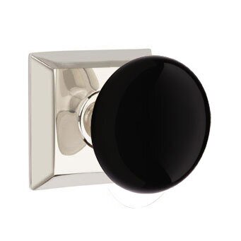 Emtek Passage Ebony Knob And Quincy Rosette With Concealed Screws in Polished Nickel