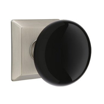 Emtek Passage Ebony Knob And Quincy Rosette With Concealed Screws in Pewter