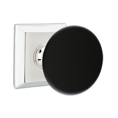Emtek Passage Ebony Knob And Quincy Rosette With Concealed Screws in Polished Chrome