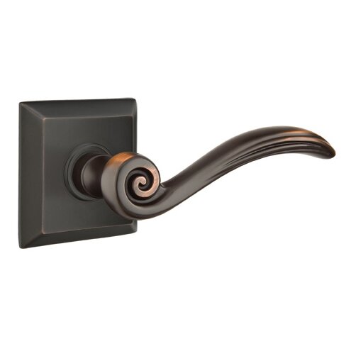Emtek Passage Right Handed Elan Lever With Quincy Rose in Oil Rubbed Bronze