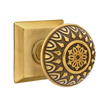 Emtek Passage Lancaster Knob With Quincy Rose in French Antique Brass