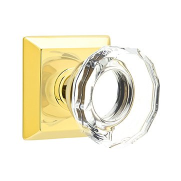 Emtek Lowell Passage Door Knob and Quincy Rose with Concealed Screws in Polished Brass
