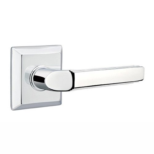 Emtek Passage Right Handed Milano Door Lever With Quincy Rose in Polished Chrome