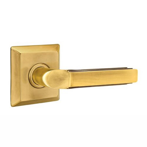 Emtek Passage Right Handed Milano Door Lever With Quincy Rose in French Antique Brass