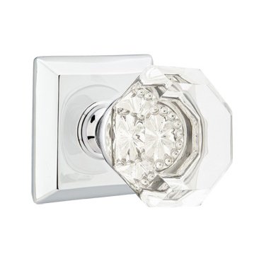Emtek Old Town Passage Door Knob and Quincy Rose with Concealed Screws in Polished Chrome