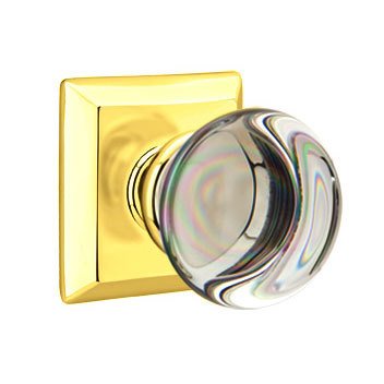 Emtek Providence Passage Door Knob and Quincy Rose with Concealed Screws in Polished Brass
