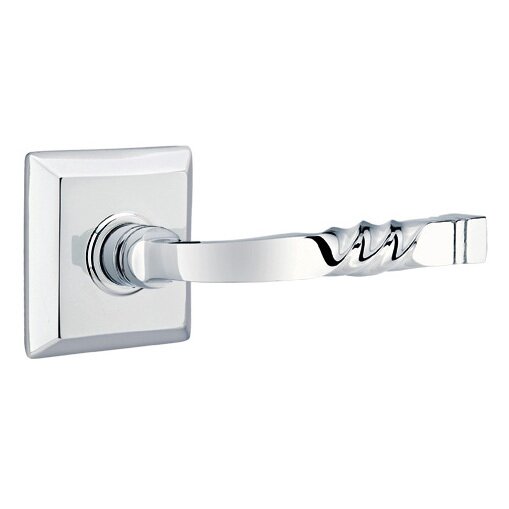 Emtek Passage Right Handed Sante Fe Lever With Quincy Rose in Polished Chrome