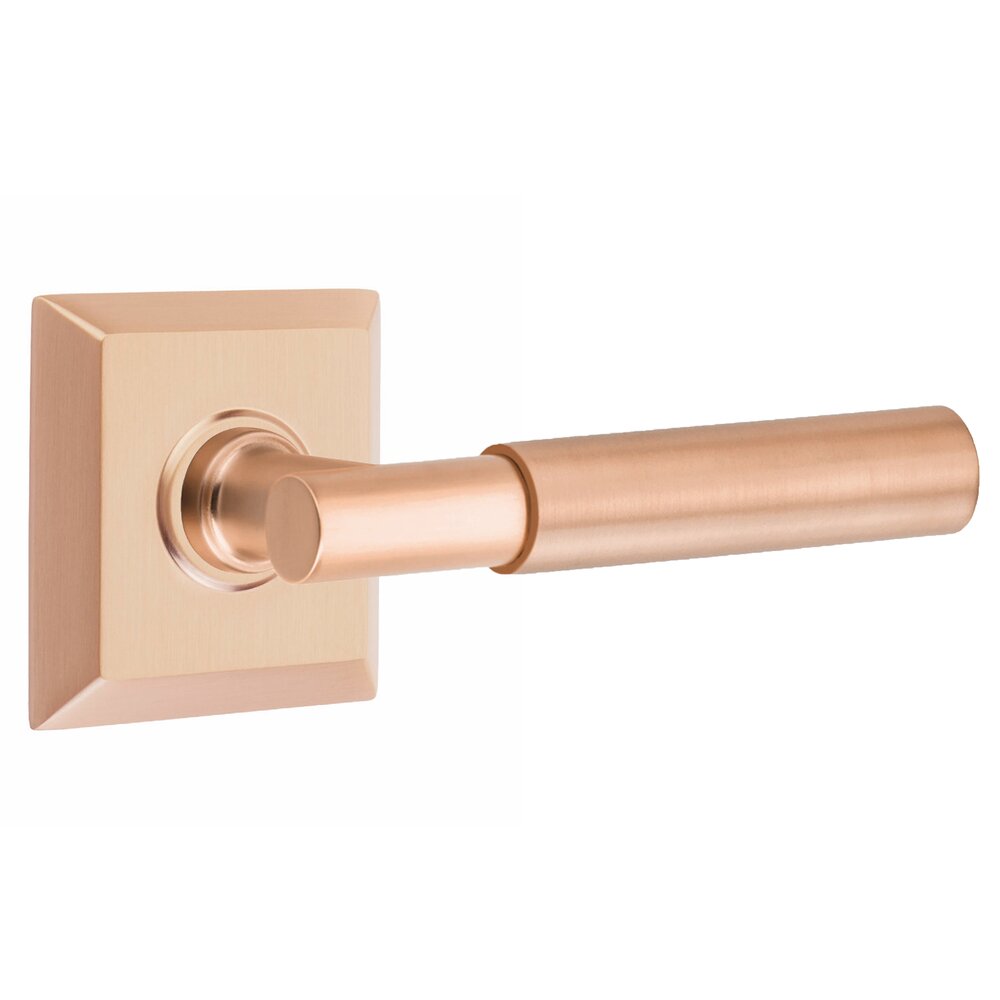 Emtek Passage Smooth Right Handed Lever with T-Bar Stem and Quincy Rose in Satin Rose Gold