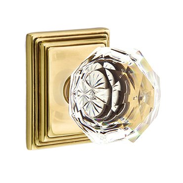 Emtek Diamond Passage Door Knob and Wilshire Rose with Concealed Screws in French Antique Brass