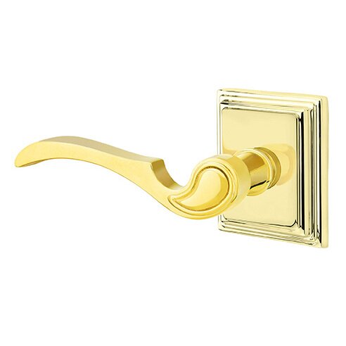 Emtek Passage Left Handed Coventry Lever With Wilshire Rose in Unlacquered Brass