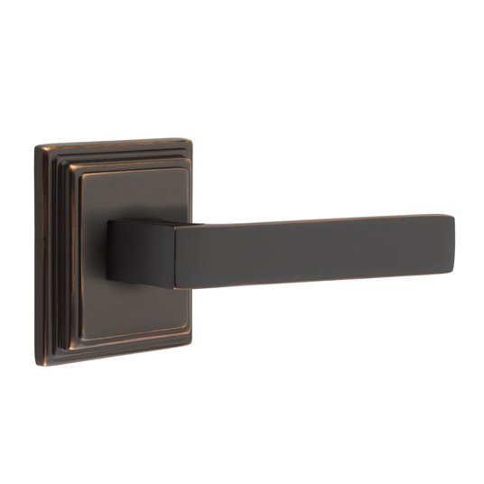 Emtek Passage Dumont Right Handed Lever with Wilshire Rose in Oil Rubbed Bronze