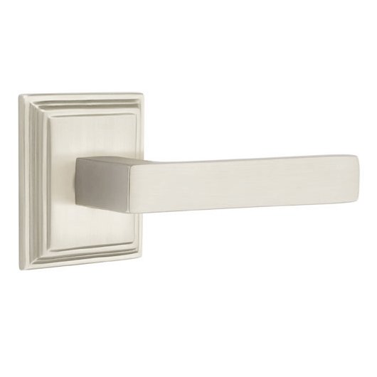 Emtek Passage Dumont Right Handed Lever and Wilshire Rose in Satin Nickel with Concealed Screws