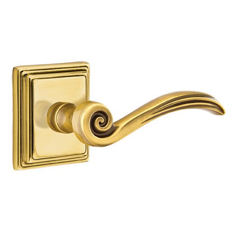 Emtek Passage Right Handed Elan Lever With Wilshire Rose in French Antique Brass