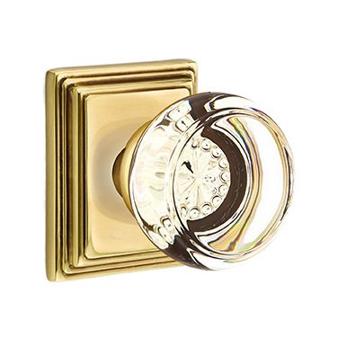 Emtek Georgetown Passage Door Knob and Wilshire Rose with Concealed Screws in French Antique Brass