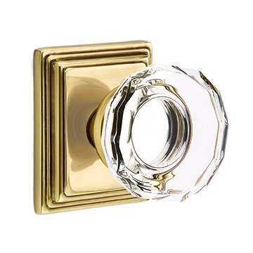 Emtek Lowell Passage Door Knob and Wilshire Rose with Concealed Screws in French Antique Brass