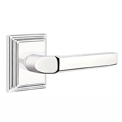 Emtek Passage Right Handed Milano Door Lever With Wilshire Rose in Polished Chrome