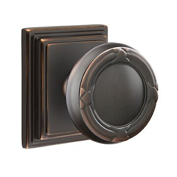 Emtek Passage Ribbon & Reed Knob With Wilshire Rose in Oil Rubbed Bronze