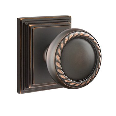 Emtek Passage Rope Knob With Wilshire Rose in Oil Rubbed Bronze