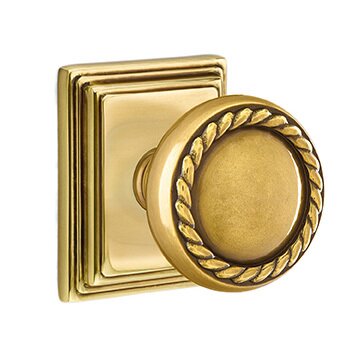 Emtek Passage Rope Knob With Wilshire Rose in French Antique Brass