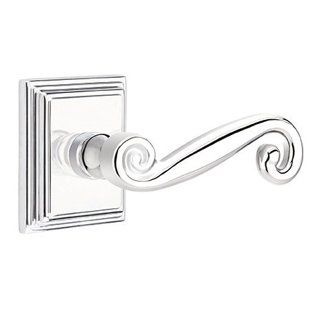 Emtek Passage Right Handed Rustic Door Lever With Wilshire Rose in Polished Chrome