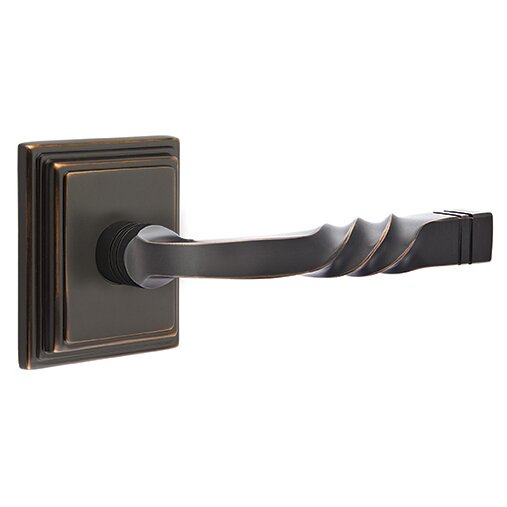 Emtek Passage Right Handed Sante Fe Lever With Wilshire Rose in Oil Rubbed Bronze