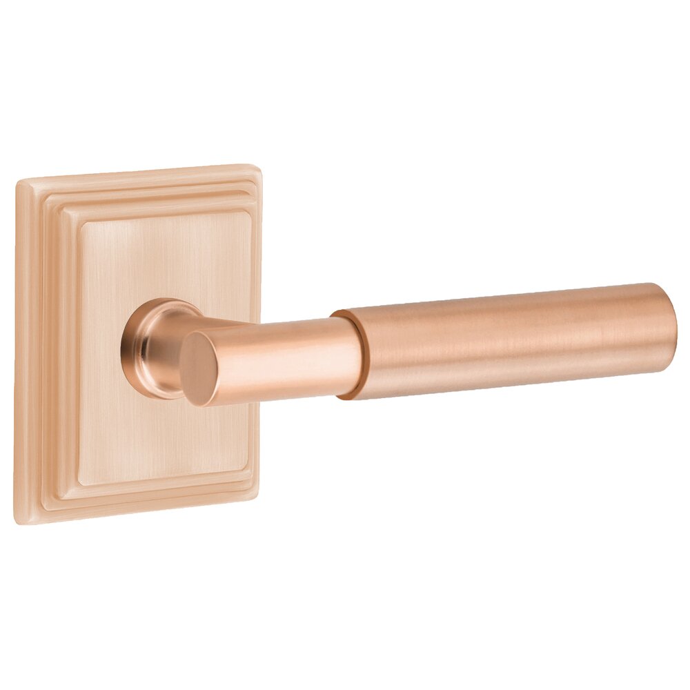 Emtek Passage Smooth Right Hand Lever with T-Bar Stem and Concealed Wilshire Rose in Satin Rose Gold