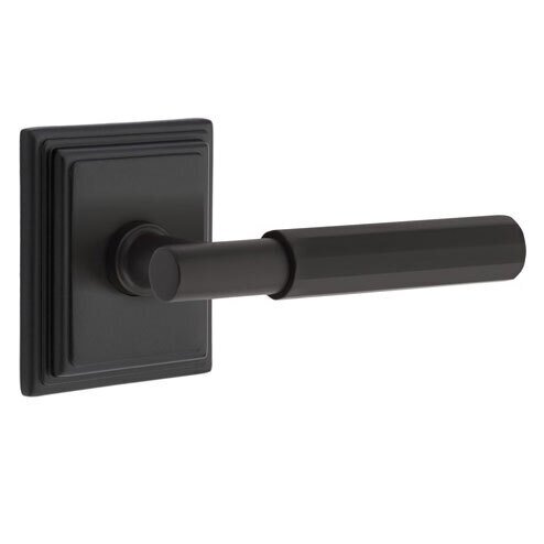 Emtek Passage Faceted Right Handed Lever with T-Bar Stem and Wilshire Rose in Flat Black